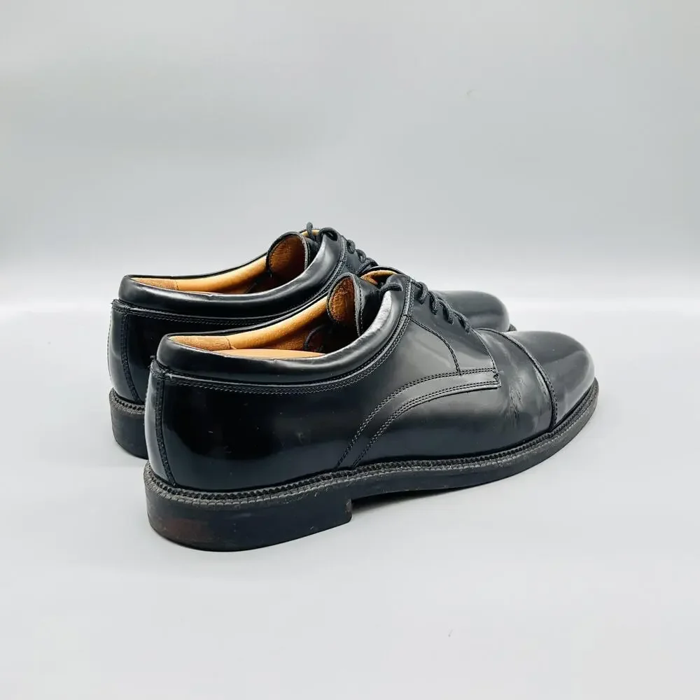 Johnston & Murphy Shoes Mens 10 Black Leather Cap Toe Derby Oxford Dress Italy